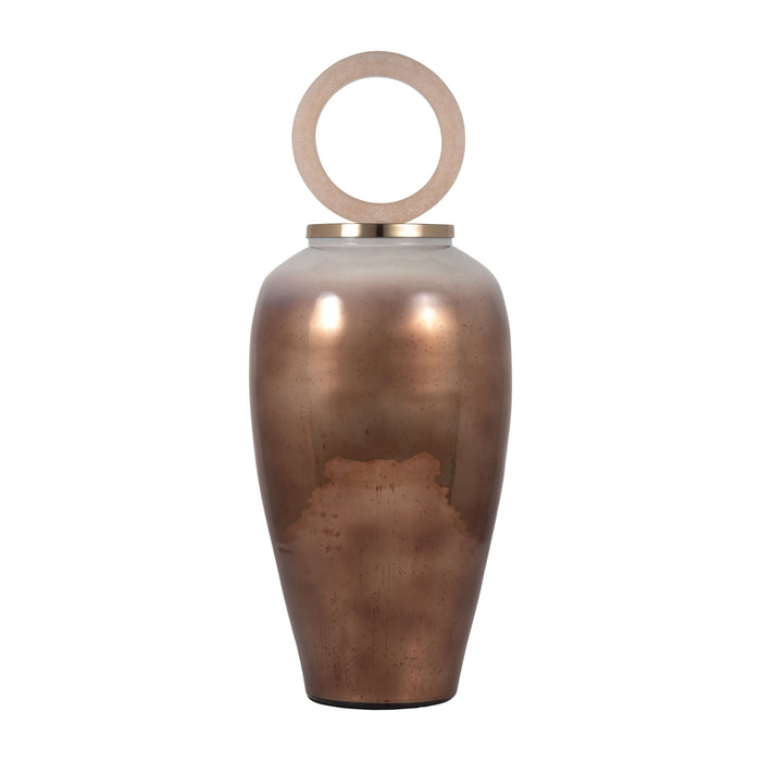 Glass 26" Vase Round Resin Topper - Copper