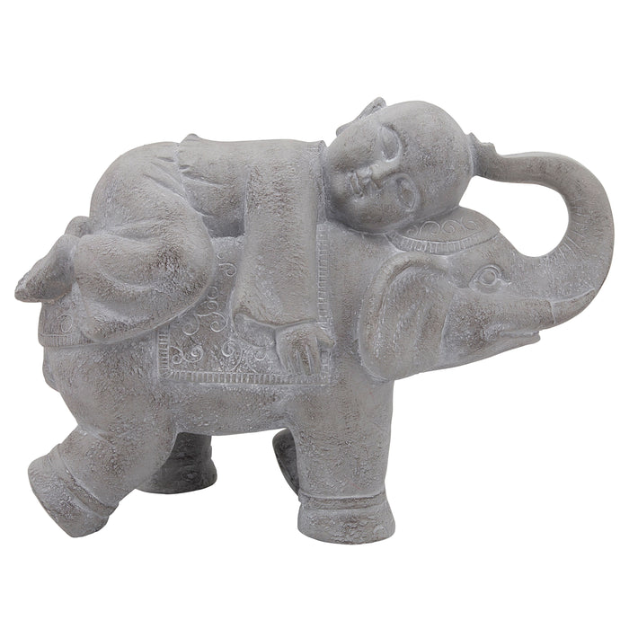 Resin Elephant With Child 16" - Gray