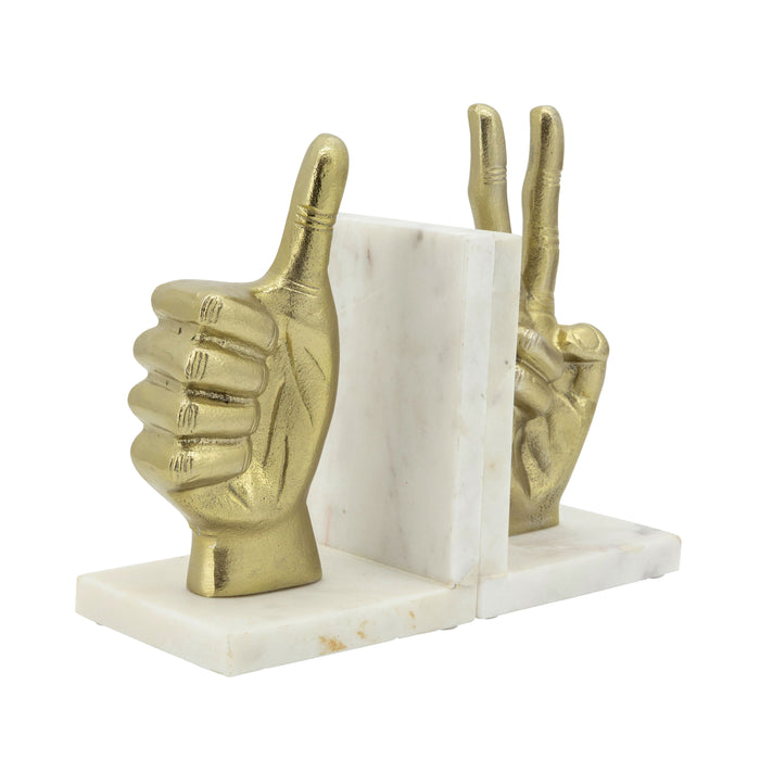 Hand Sign Bookends (Set of 2) - Gold
