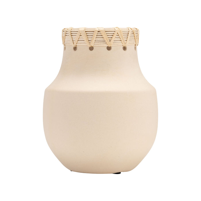 Ceramic 7" Vase With Weaving - Natural