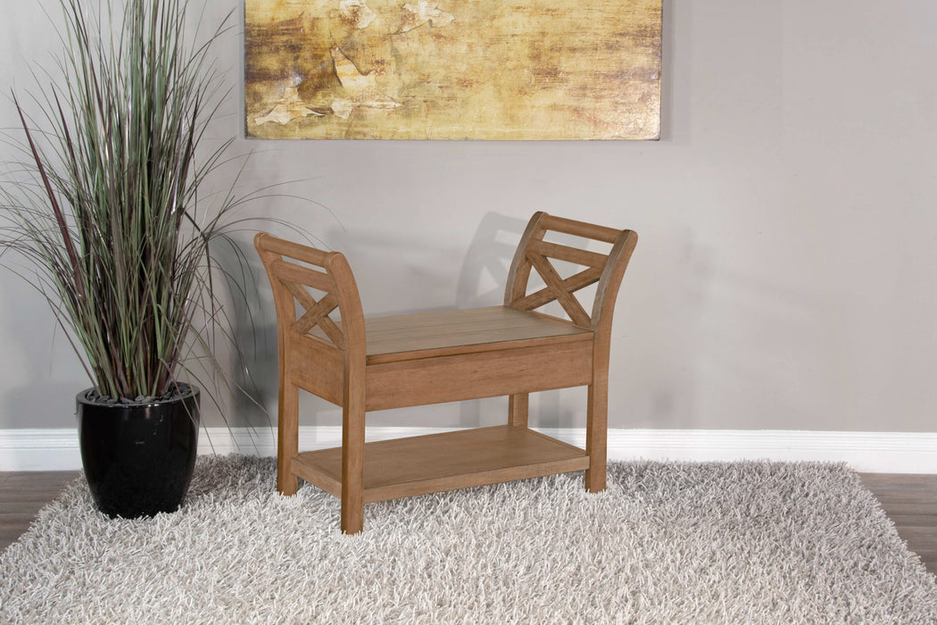 Doe Valley - Accent Bench With Storage - Light Brown