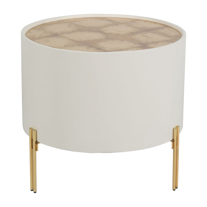 2 Gold Leaf Top Side Table - White / Gold