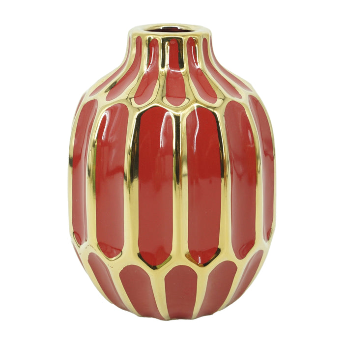 Ceramic Vase - Red / Gold