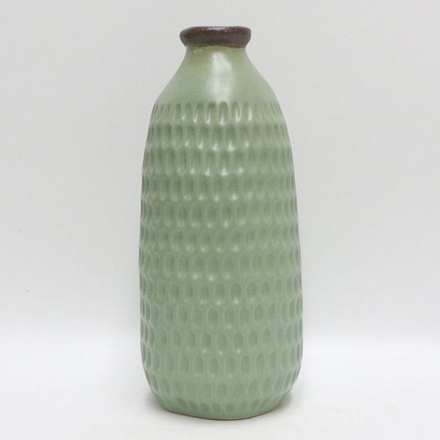 Ceramic 16" Dimpled Vase - Green