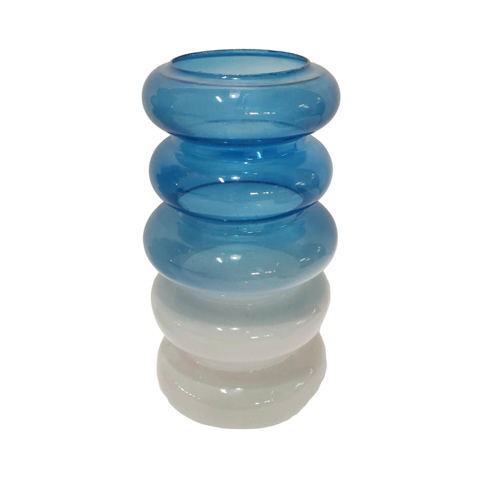 Glass Accordion Vase 12" - Blue