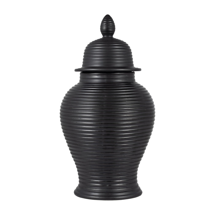 24" Ribbed Temple Jar - Black