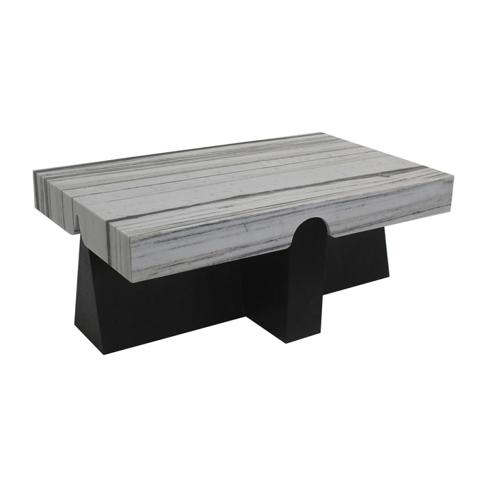 Wood 40 x 15 Marble Top Coffee Table - Black