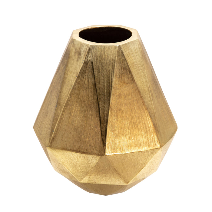 10" Geometric Deco Vase - Gold