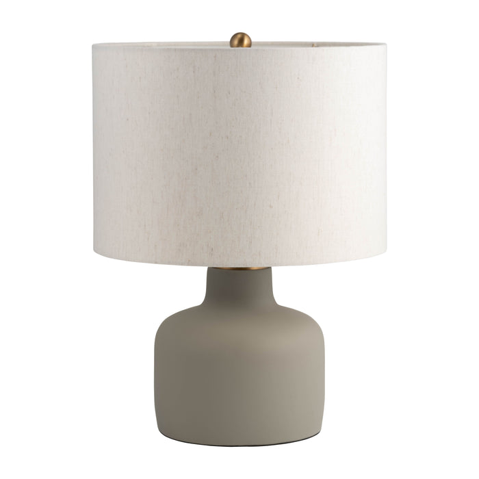 Cement 18" Table Lamp With Brass Plating - Gray / White