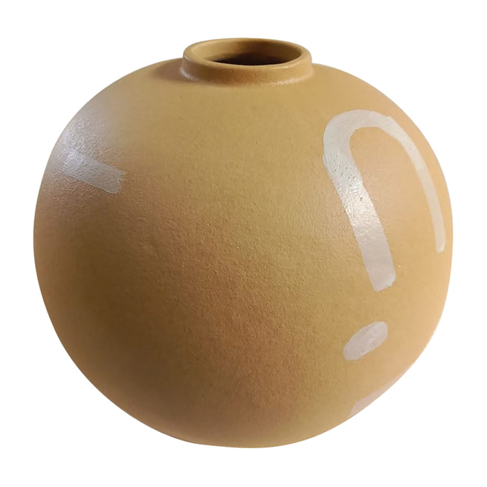 Stoneware 9" Aztec Vase - Mustard