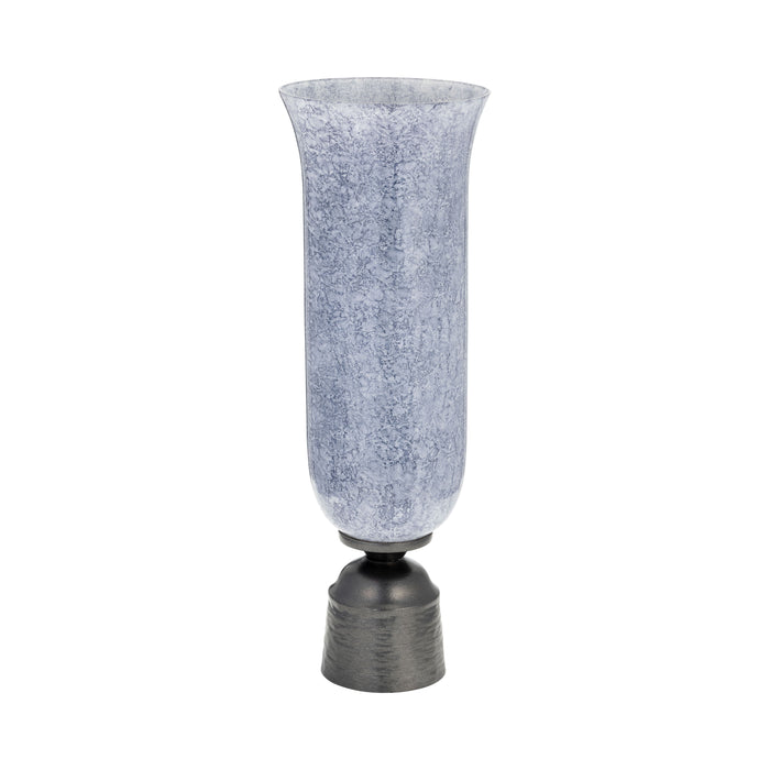 16" Glass Vase With Metal Base - Blue