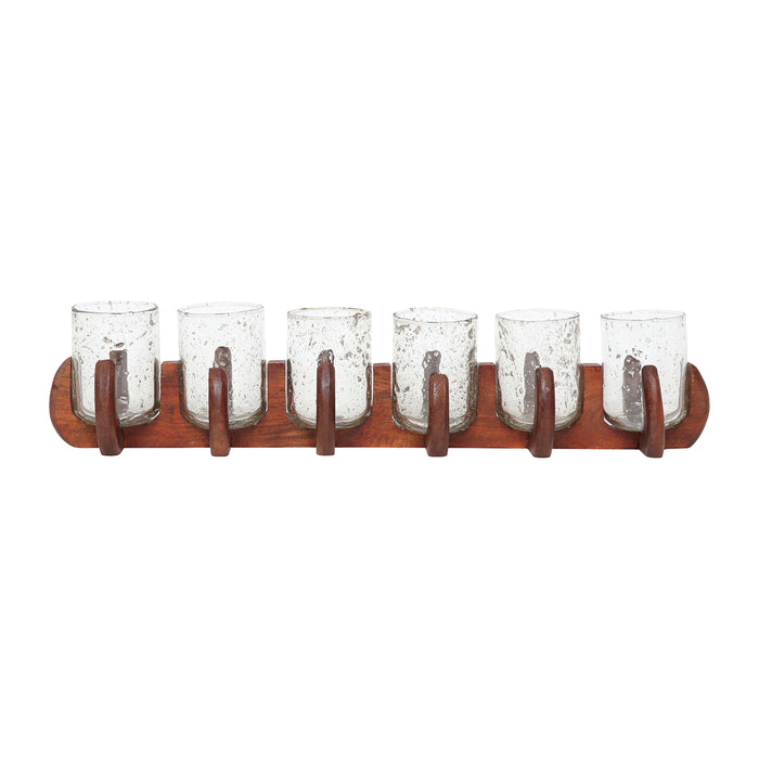 Glass 24" 6-Votive Holders With Base - Brown / Clear