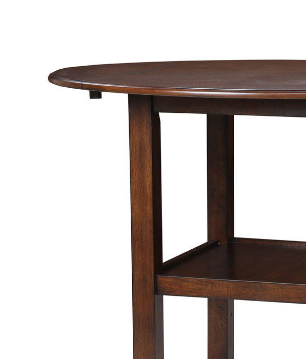 Gia - Counter Drop Leaf Table With 2 Chairs - Cherry - Fabric