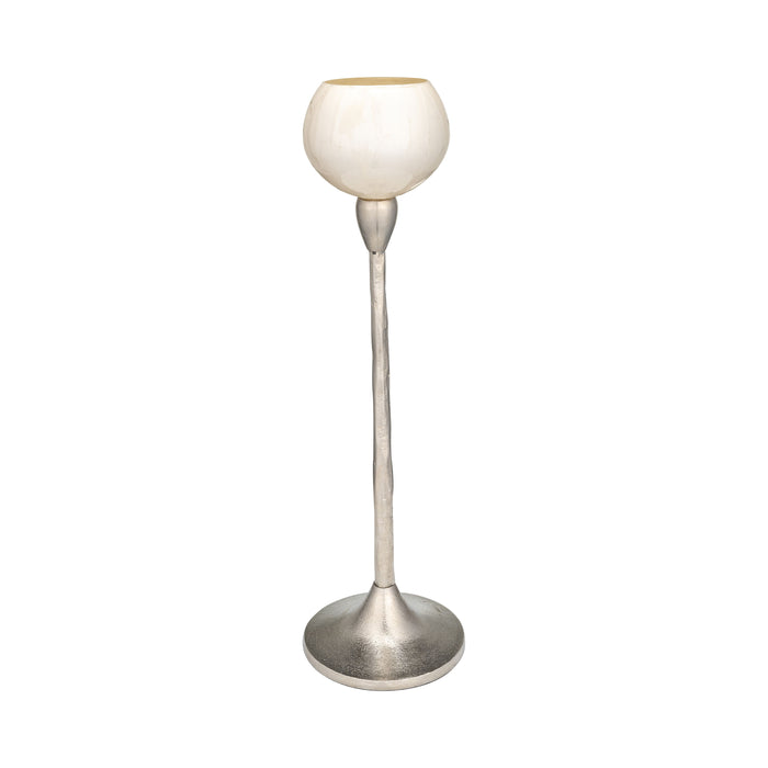 Glass Tealight Holder 21" - Pearl White