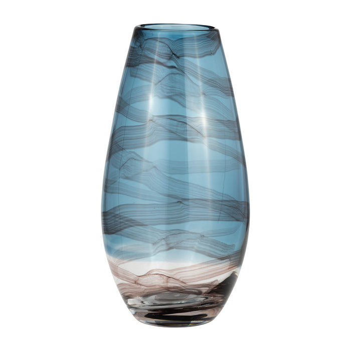 Glass Swirl Vase 13" - Blue
