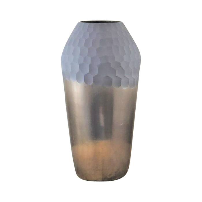 Glass 14" 2-Tone Hand-Cut Vase - Metallic