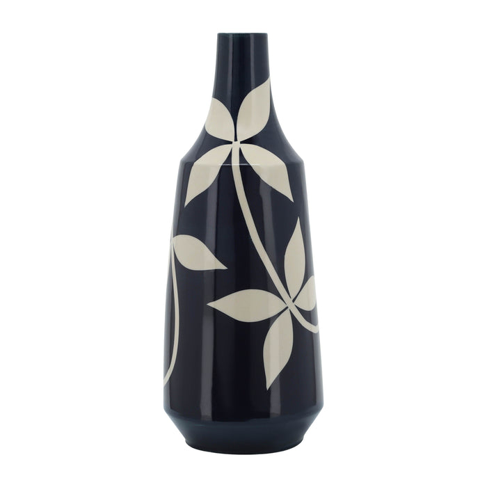 Cer Leaf Vase 19" - Blue