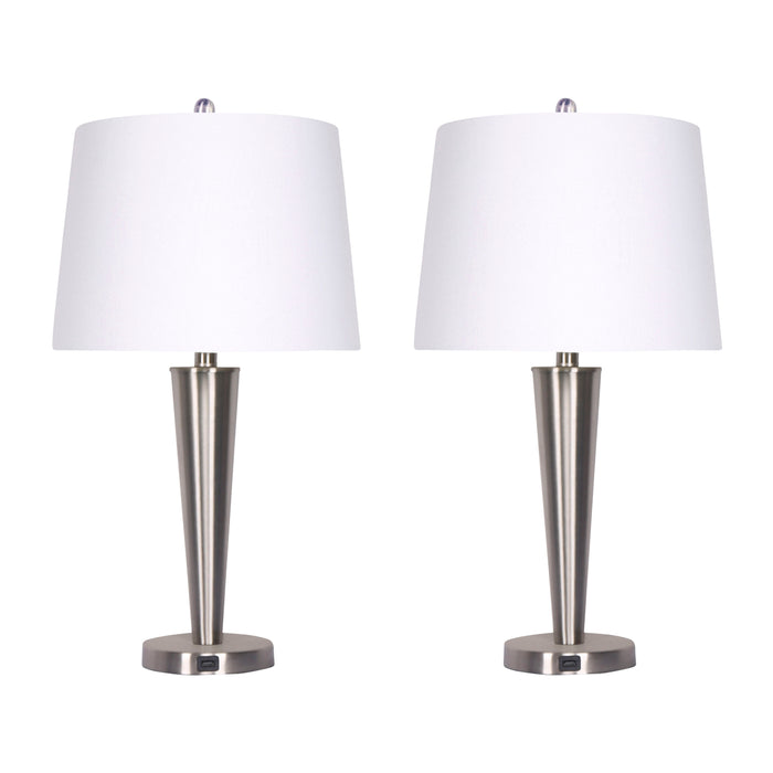 Metal Slim Cone Table Lamps 25" (Set of 2) - Nickel