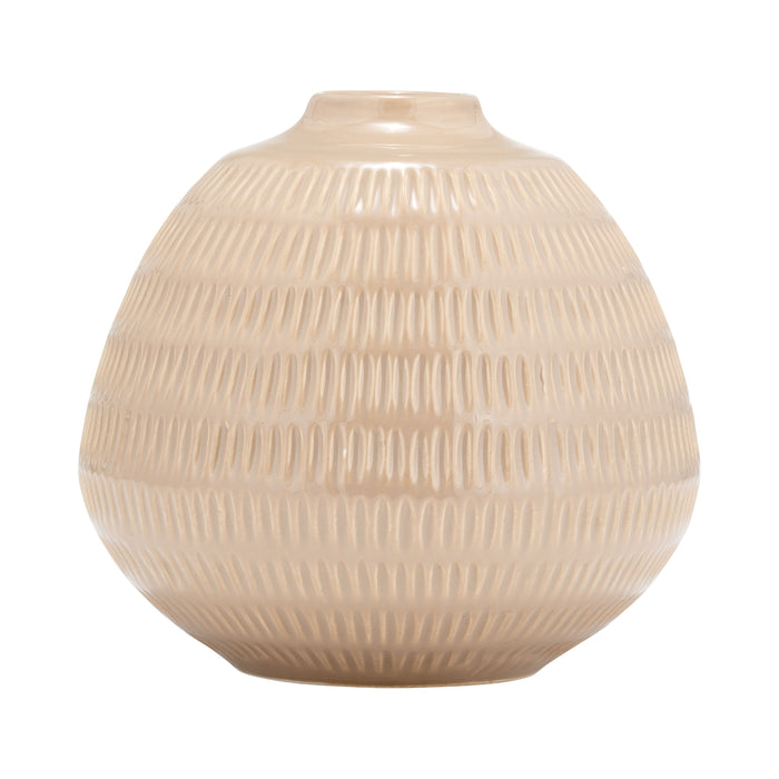 Ceramic 6" Stripe Oval Vase - Irish Cream