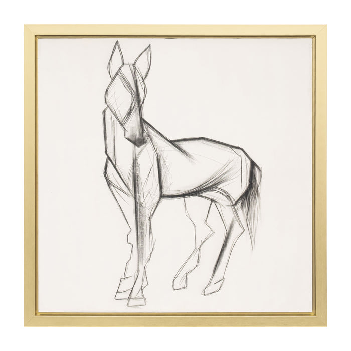 Hand Painted Elegant Horse Sketch - Black / White