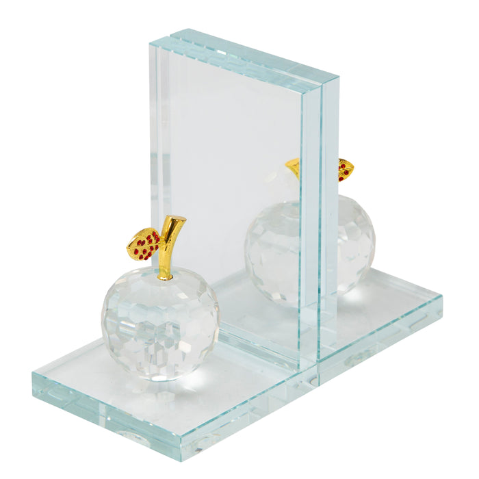 Crystal Apple Bookends (Set of 2) - Clear