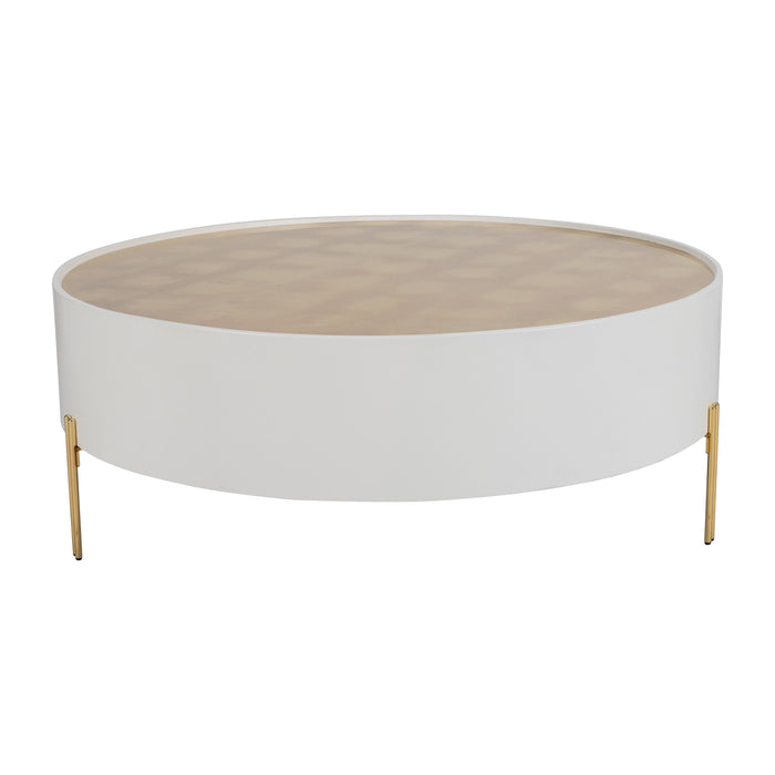 4 Gold Leaf Top Coffee Table - White / Gold