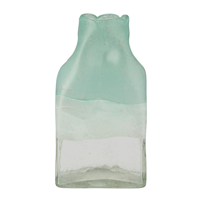 Glass 13" Bottle Vase - Aqua Haze