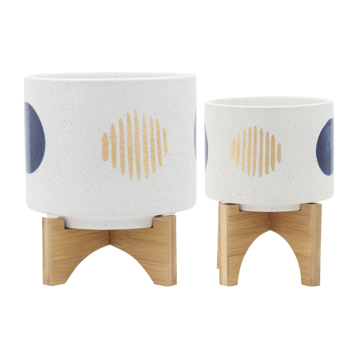 Funky Planter With Stand 5 / 8" (Set of 2) - White