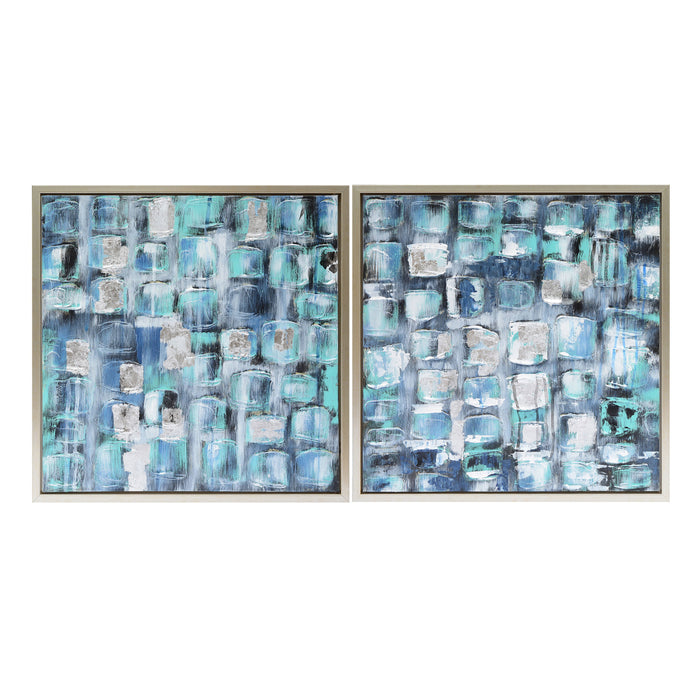Squares Oil Painting 26 x 26" (Set of 2) - Blue