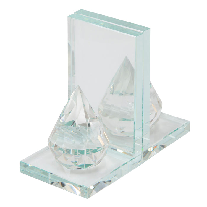 Crystal Teardrop Bookends (Set of 2) - Clear