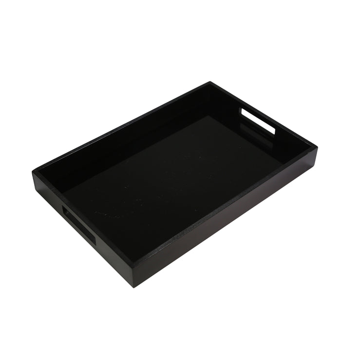 Wood / Glass Tray - Black