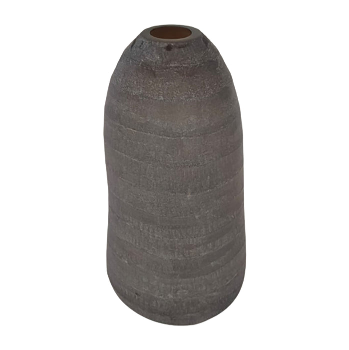 Glass 17" Ridged Vase - Smokey Brown