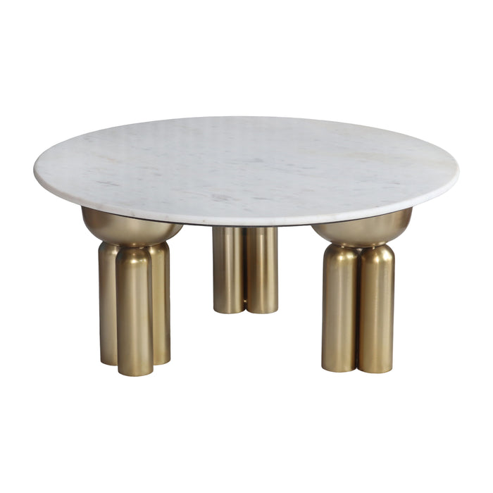 Metal 36" Marble Top Coffee Table - Gold / White