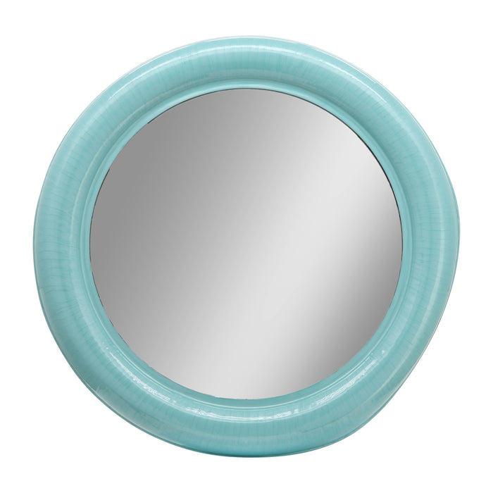 Metal Round Mirror Turq 36" - Turquoise