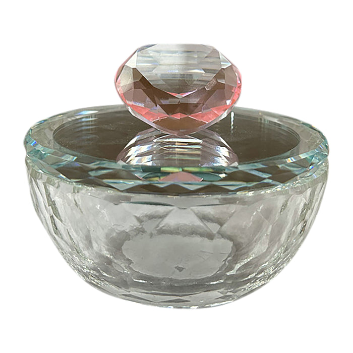 Glass 4" Trinket Box With Heart - Blush