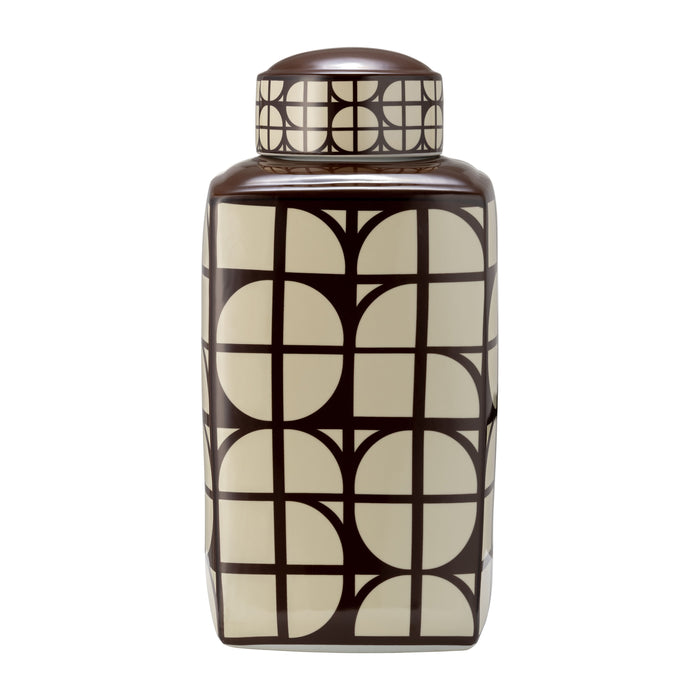 Cer Square Jar With Lid 18" - Java / Cotton