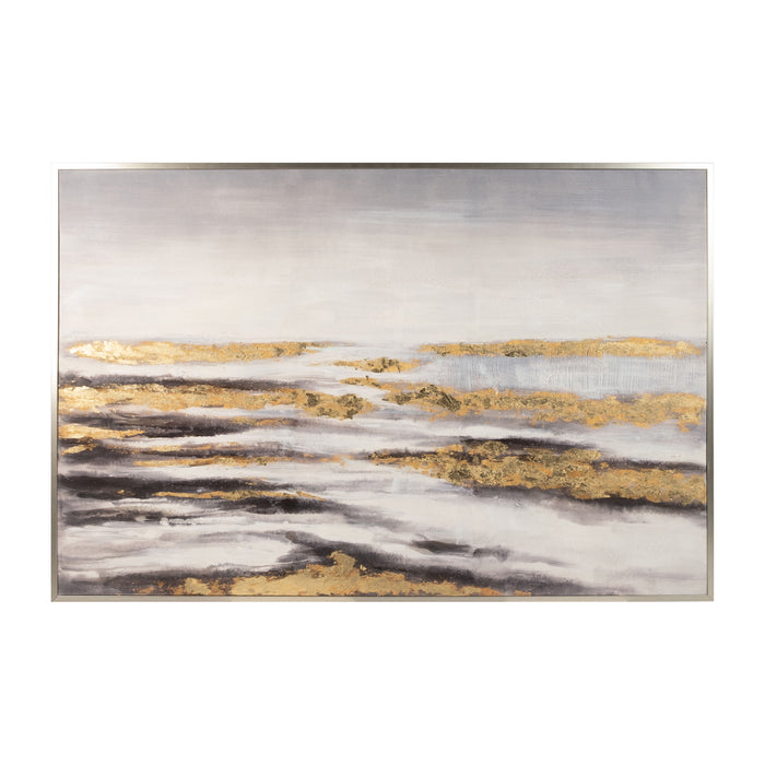 Horizon Hand Painted Canvas 60 x 40" - Gray / Gold