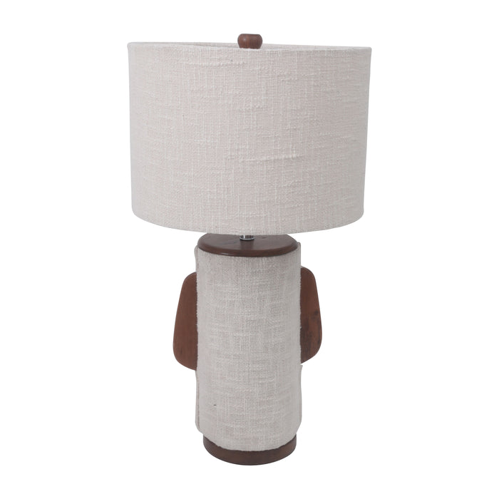 24" Ecomix Fabric Lamp With Wood - Ivory