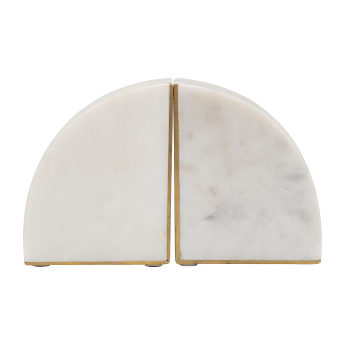 Marble (Set of 2) 8" Pie Bookends - White