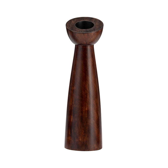 Wood Slanted Candle Holder 11" - Brown