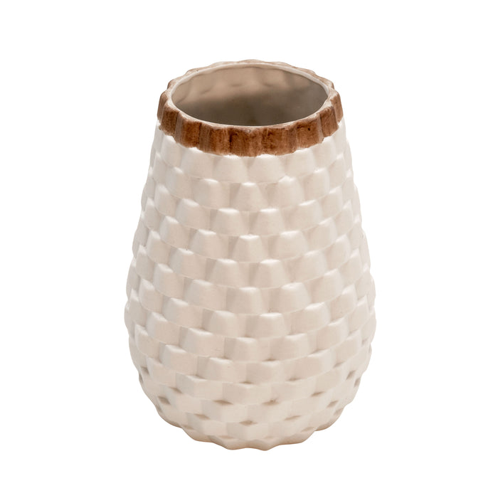 9" Textured Vase - White