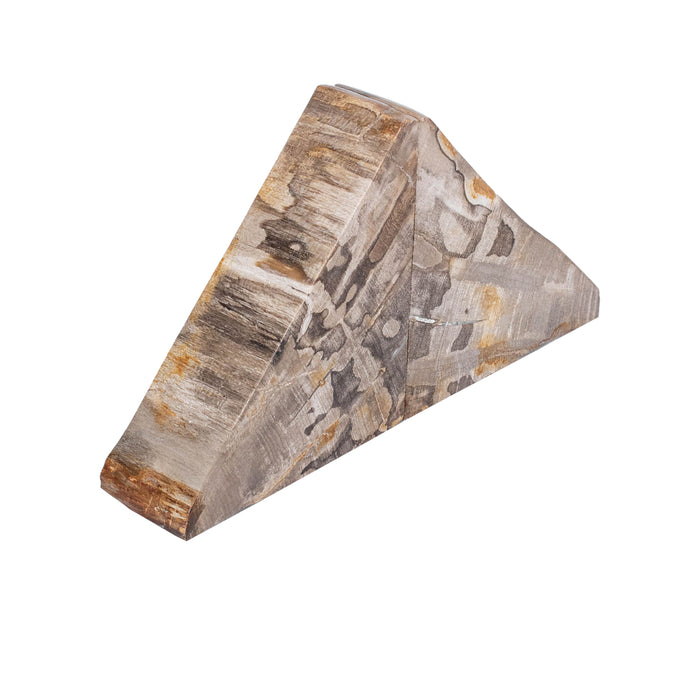 Triangular Petrified Wood Bookends - Natural