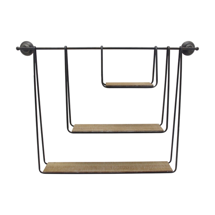 Metal / Wood 3-Tier Hanging Wall Shelf 29" - Brown