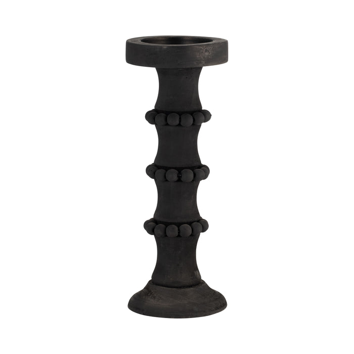 Wood Antique Style Candle Holder 13" - Black