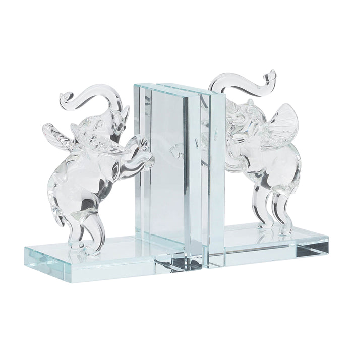 Crystal Elephant Bookends 5" (Set of 2) - Clear