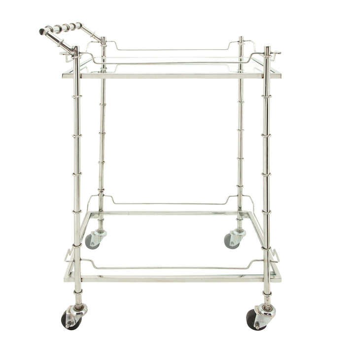 Two Tier Rolling Bar Cart 30" - Silver