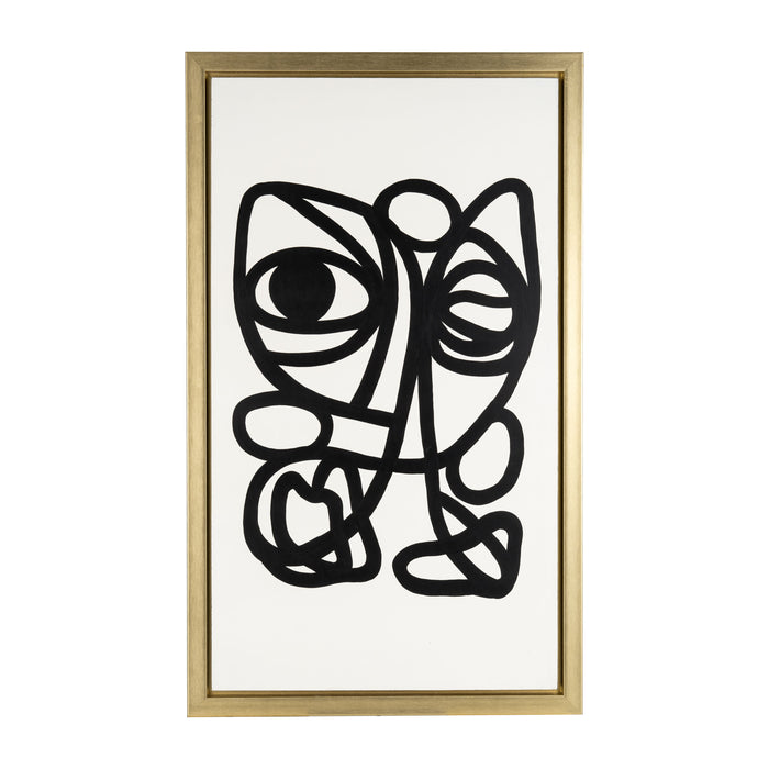 Hand Painted Gold Frame Geometric Face 35X59 - White