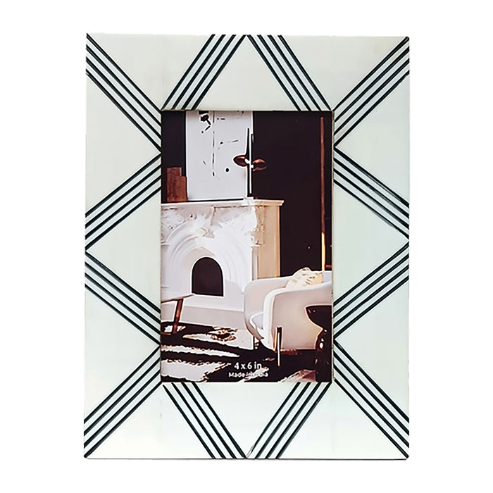 Resin 4 x 6" Cross X Photo Frame - White / Black