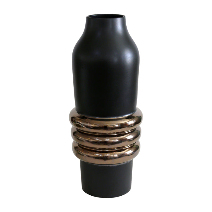26" Calorin Oversized Tribal Vase - Black / Gold