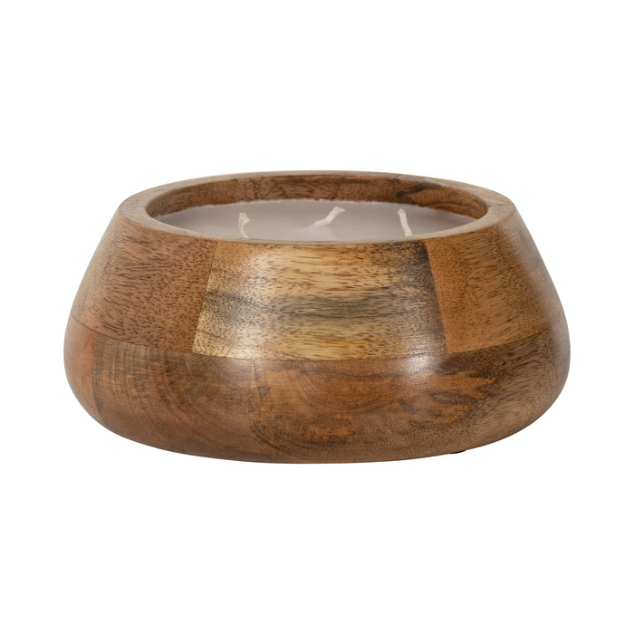 8" 15 Oz Vanilla Modern Wood Bowl Candle - Natural